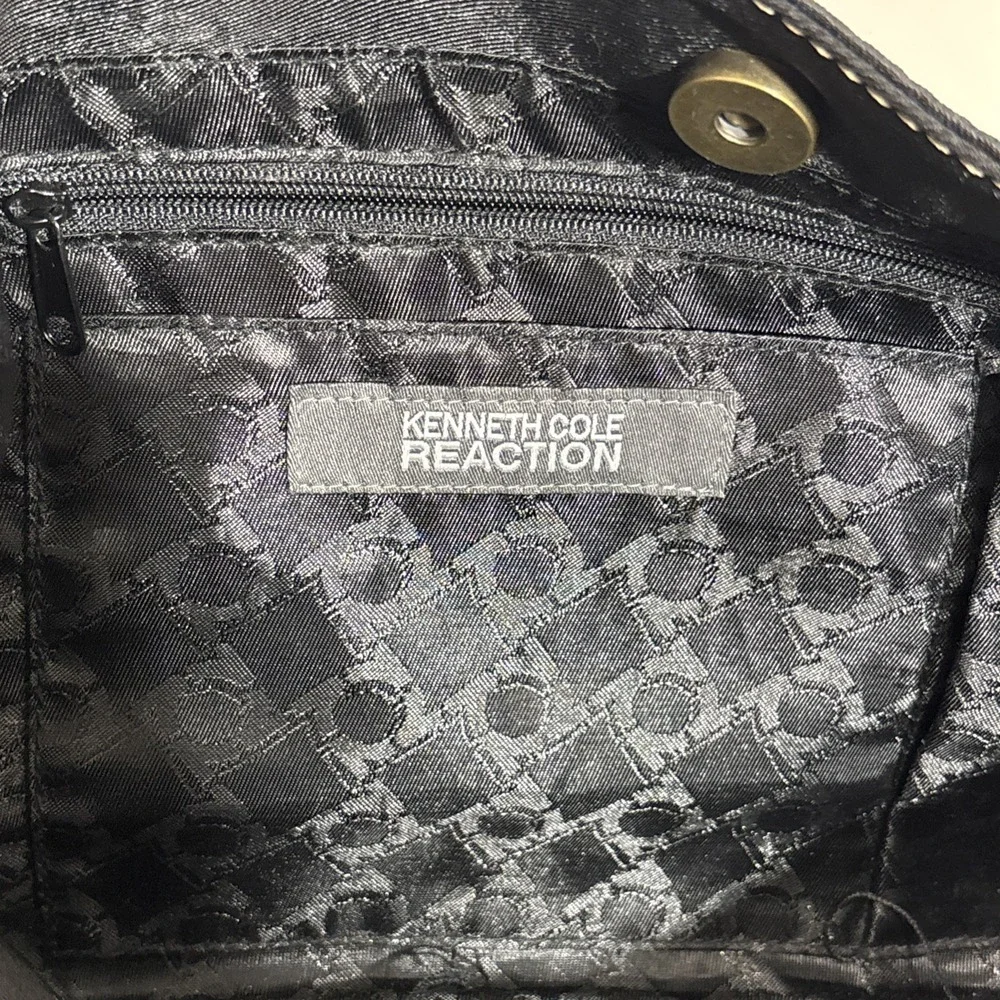 Kenneth Cole Reaction Black Studded Hobo Shoulder Bag Purse Y2K Boho